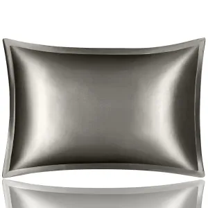 Anyhouz Pillowcase 51x66cm Dark Gray Pure Real Silk For Comfortable And Relaxing Home Bed - Standard Size