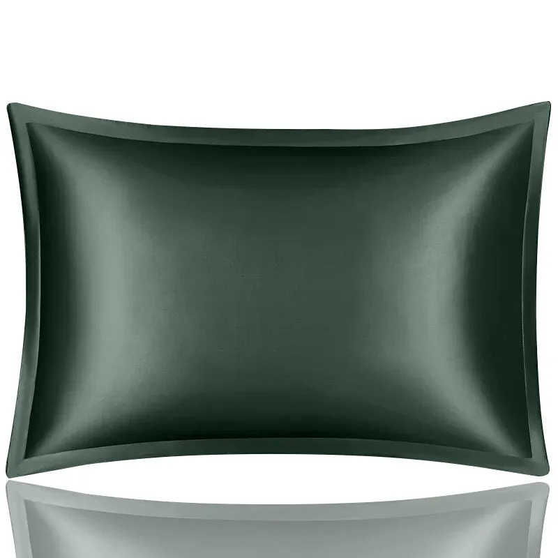 Anyhouz Pillowcase 51x66cm Green Pure Real Silk For Comfortable And Relaxing Home Bed - Standard Size