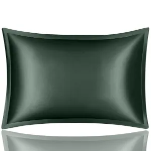 Anyhouz Pillowcase 51x66cm Green Pure Real Silk For Comfortable And Relaxing Home Bed - Standard Size