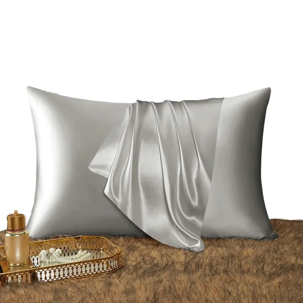 Anyhouz Pillowcase 51x66cm Light Gray Natural Mulberry Silk For Comfortable And Relaxing Home Bed  - Standard Size