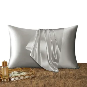 Anyhouz Pillowcase 51x66cm Light Gray Natural Mulberry Silk For Comfortable And Relaxing Home Bed  - Standard Size