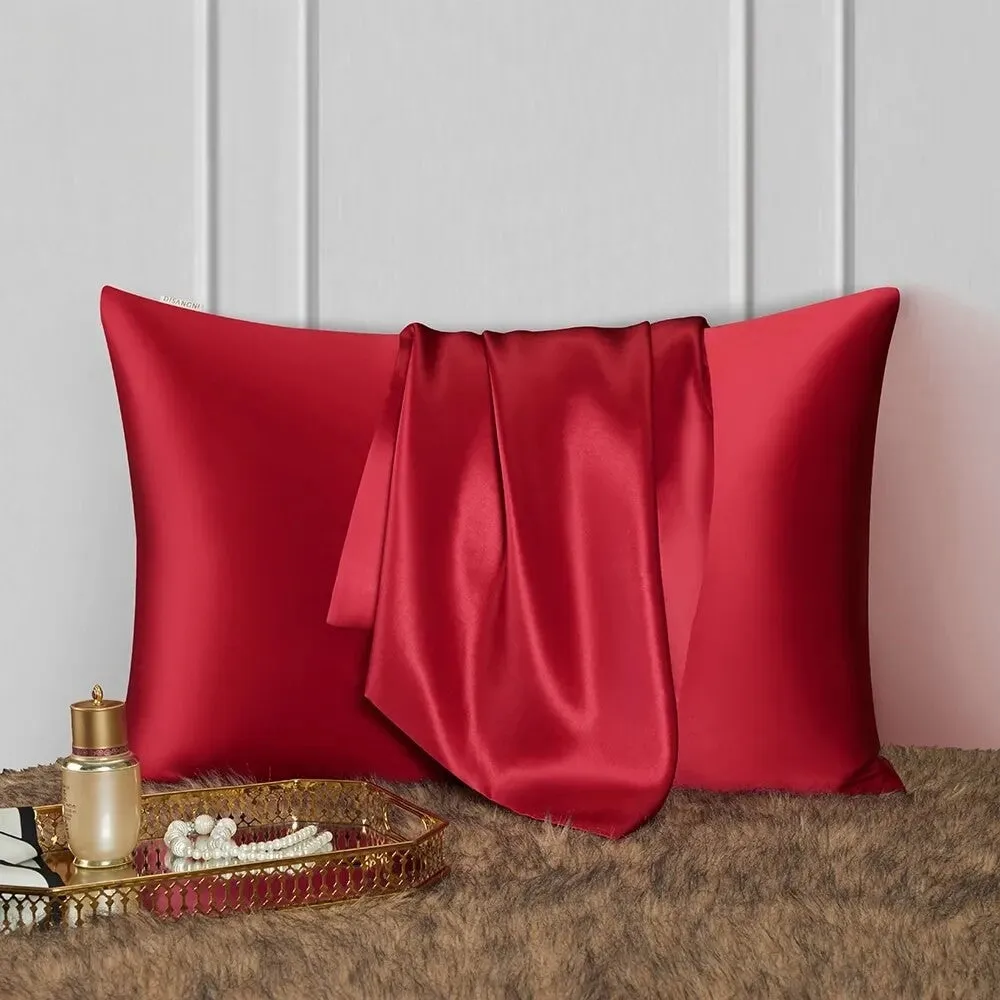 Anyhouz Pillowcase 51x66cm Red Wine Natural Mulberry Silk For Comfortable And Relaxing Home Bed  - Standard Size