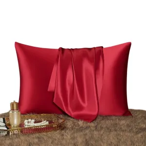 Anyhouz Pillowcase 51x66cm Red Wine Natural Mulberry Silk For Comfortable And Relaxing Home Bed  - Standard Size