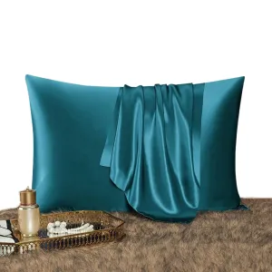 Anyhouz Pillowcase 51x66cm Teal Natural Mulberry Silk For Comfortable And Relaxing Home Bed - Standard Size