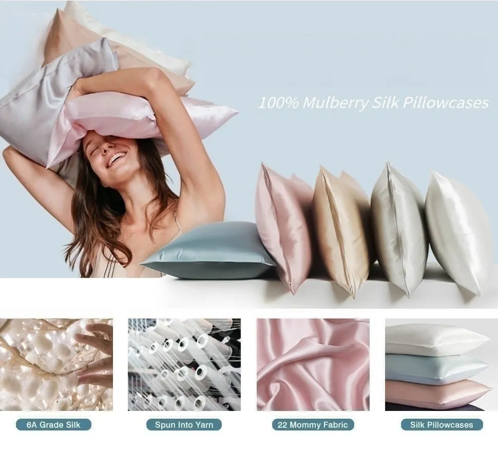 Anyhouz Pillowcase 51x66cm White Natural Mulberry Silk For Comfortable And Relaxing Home Bed - Standard Size