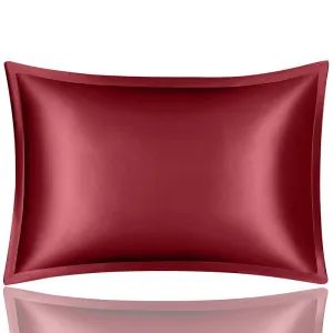 Anyhouz Pillowcase 51x66cm Wine Red Pure Real Silk For Comfortable And Relaxing Home Bed - Standard Size