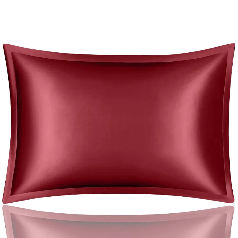 Anyhouz Pillowcase 51x66cm Wine Red Pure Real Silk For Comfortable And Relaxing Home Bed - Standard Size