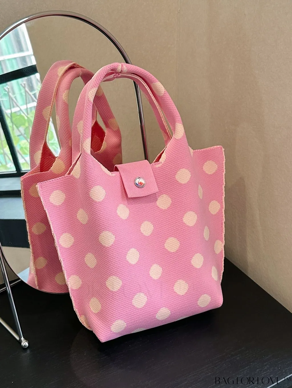 BagForLove - Stylish Womens Crochet Tote Bag - Spacious, Polka Dot Design - Ideal for Beach or Everyday