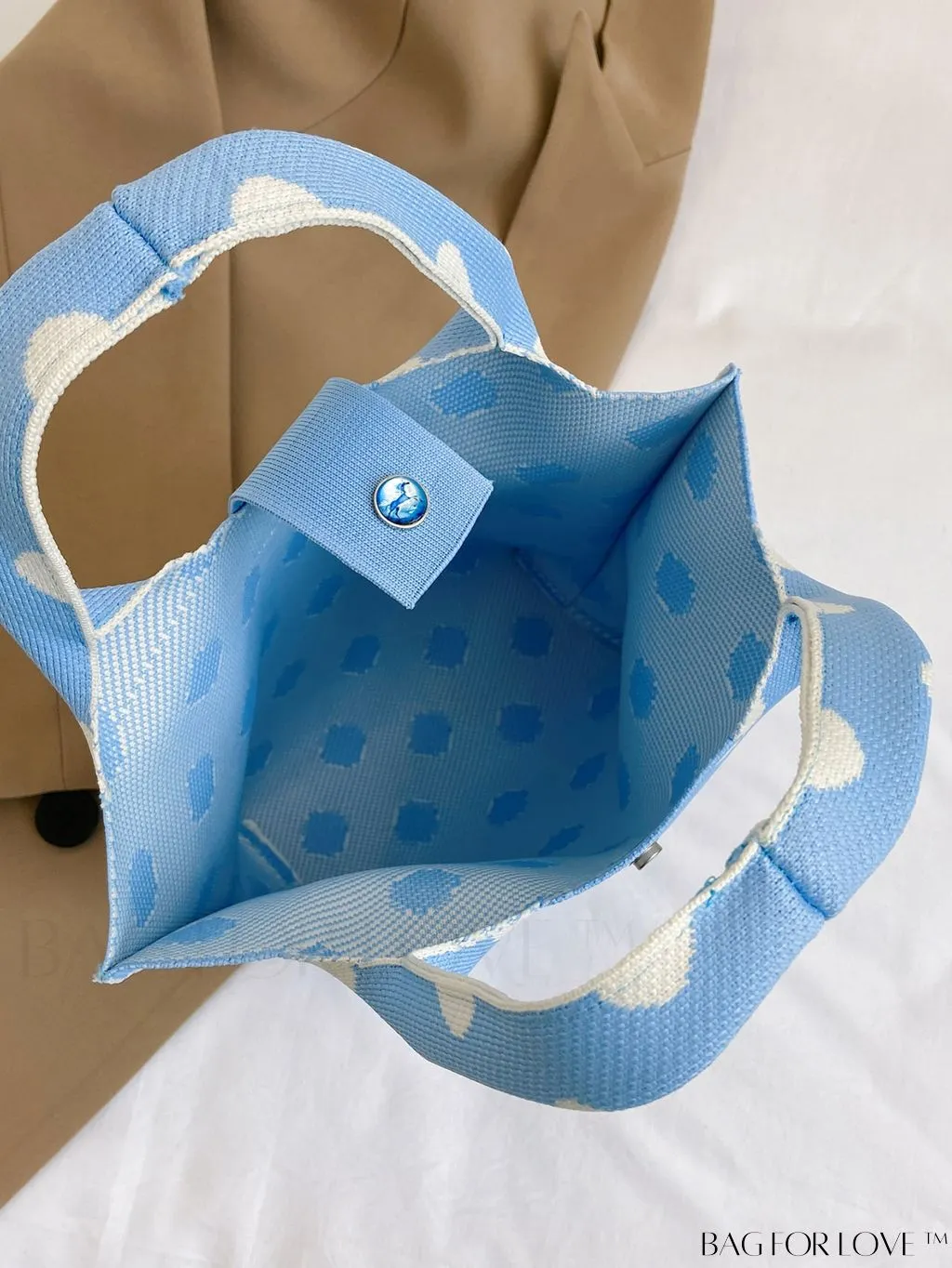 BagForLove - Stylish Womens Crochet Tote Bag - Spacious, Polka Dot Design - Ideal for Beach or Everyday