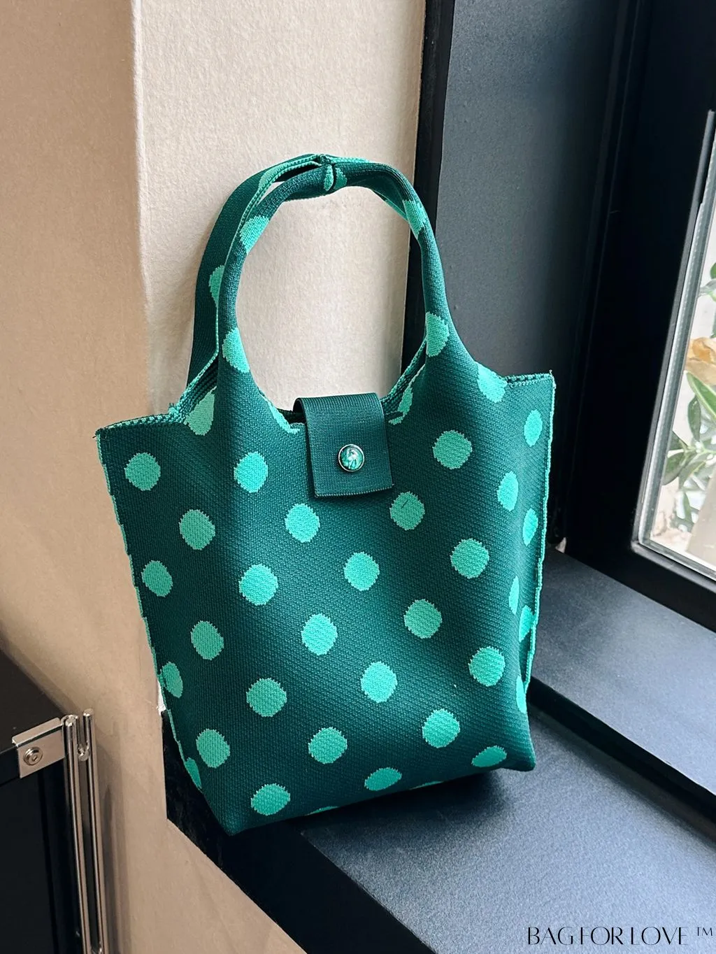 BagForLove - Stylish Womens Crochet Tote Bag - Spacious, Polka Dot Design - Ideal for Beach or Everyday
