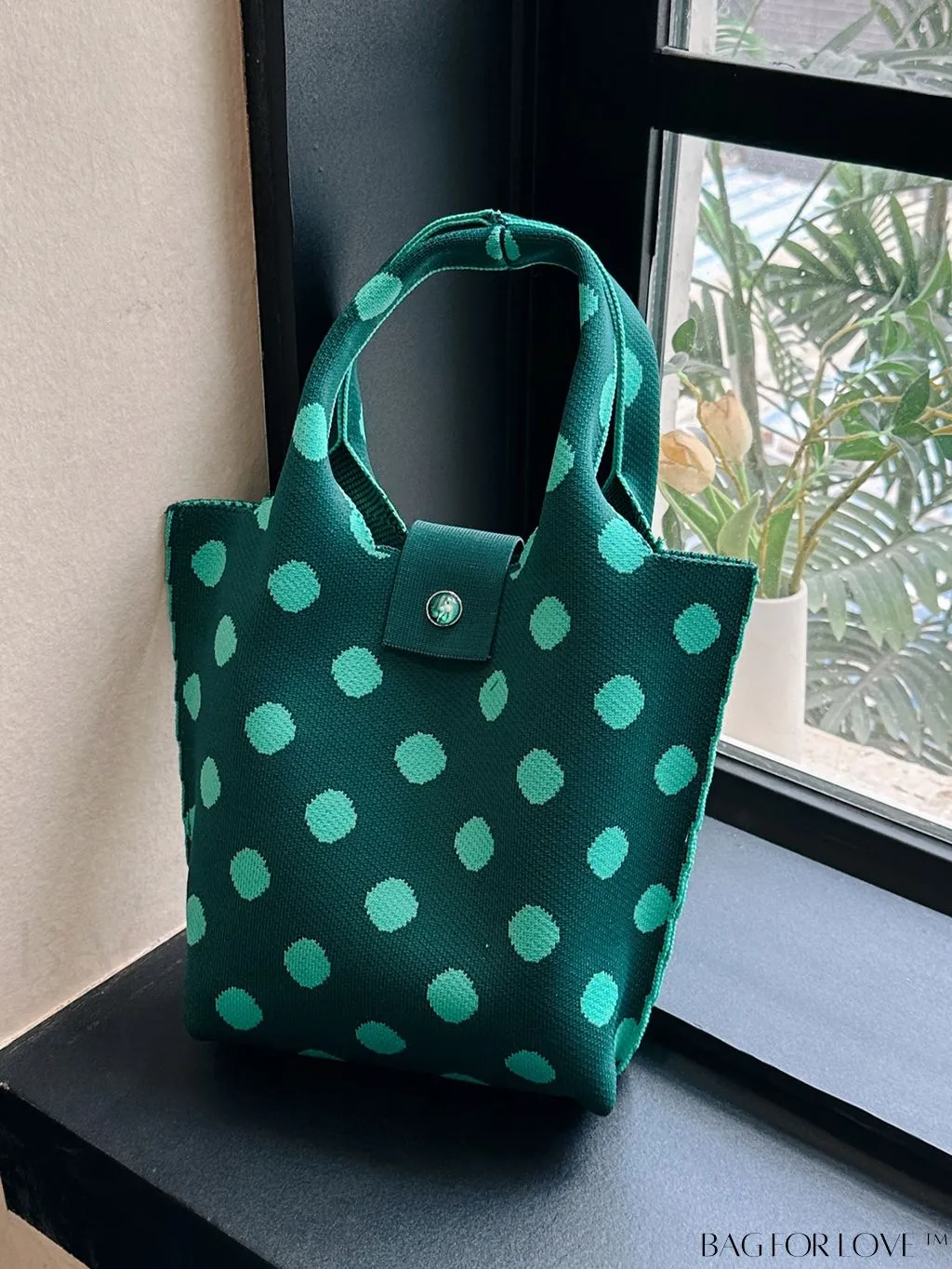 BagForLove - Stylish Womens Crochet Tote Bag - Spacious, Polka Dot Design - Ideal for Beach or Everyday