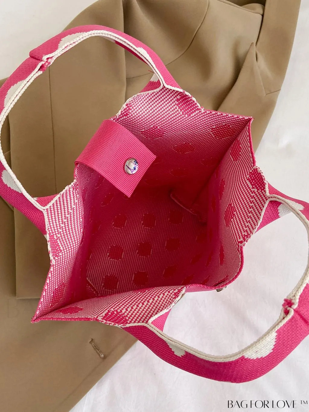 BagForLove - Stylish Womens Crochet Tote Bag - Spacious, Polka Dot Design - Ideal for Beach or Everyday