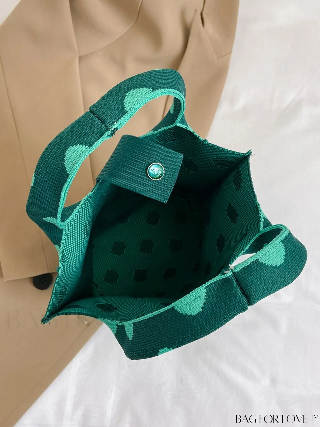 BagForLove - Stylish Womens Crochet Tote Bag - Spacious, Polka Dot Design - Ideal for Beach or Everyday