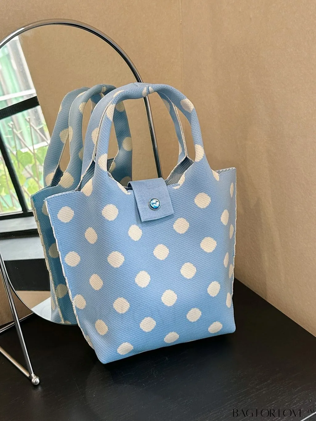 BagForLove - Stylish Womens Crochet Tote Bag - Spacious, Polka Dot Design - Ideal for Beach or Everyday