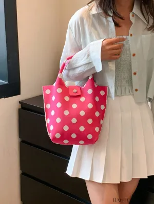 BagForLove - Stylish Womens Crochet Tote Bag - Spacious, Polka Dot Design - Ideal for Beach or Everyday