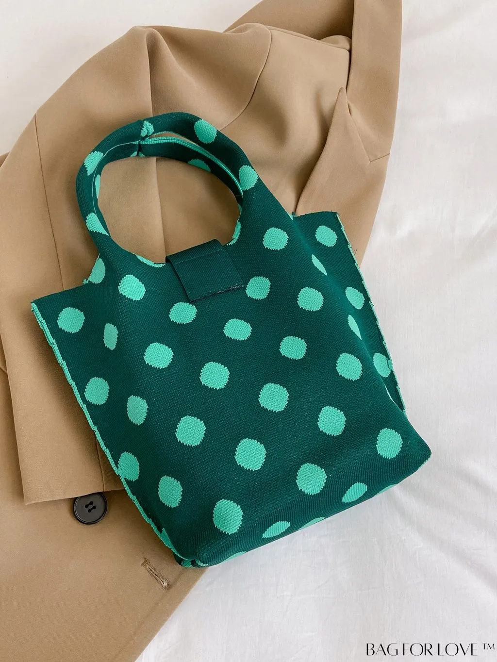 BagForLove - Stylish Womens Crochet Tote Bag - Spacious, Polka Dot Design - Ideal for Beach or Everyday