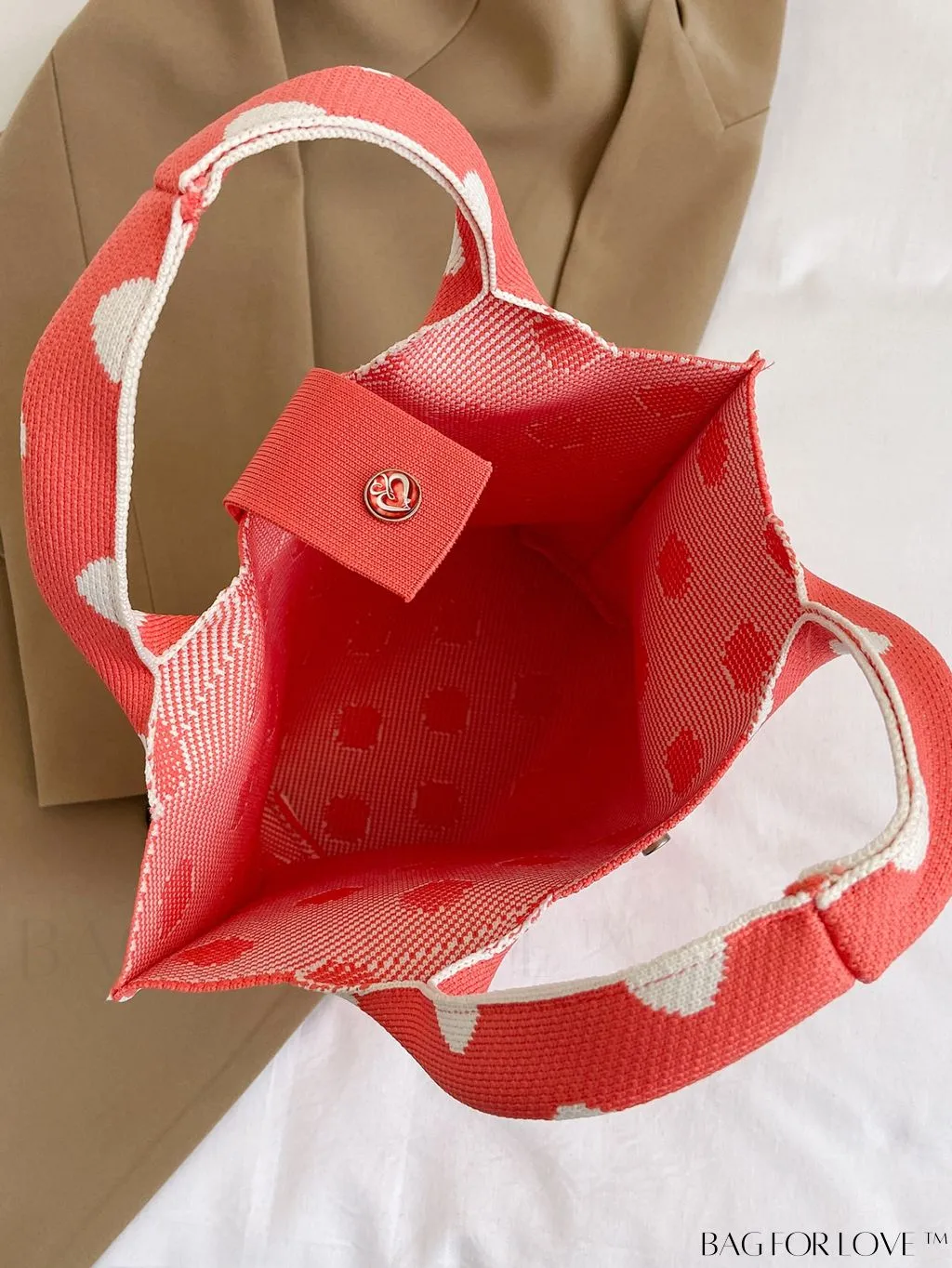 BagForLove - Stylish Womens Crochet Tote Bag - Spacious, Polka Dot Design - Ideal for Beach or Everyday