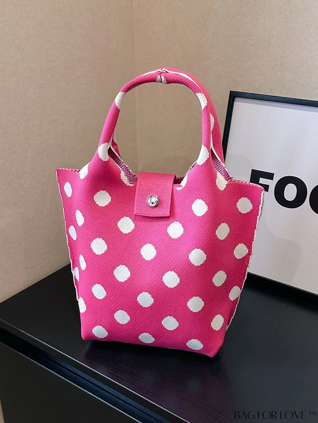 BagForLove - Stylish Womens Crochet Tote Bag - Spacious, Polka Dot Design - Ideal for Beach or Everyday