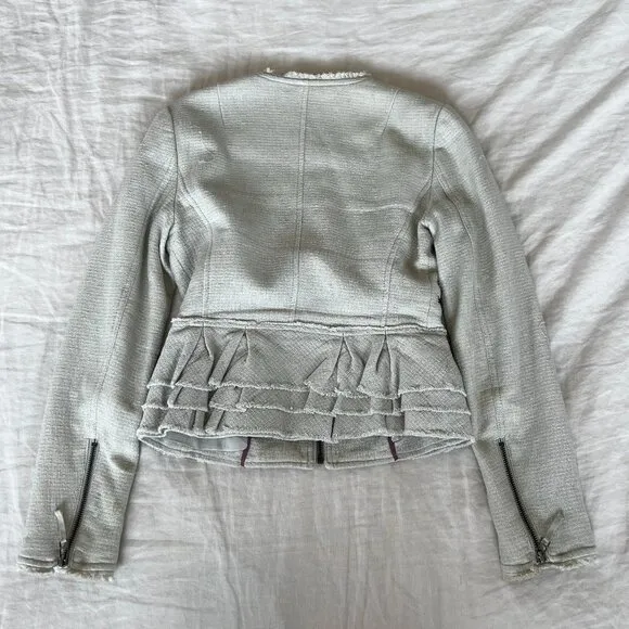 Banana Republic Cropped Tweed Jacket Size P2 Color: Stone