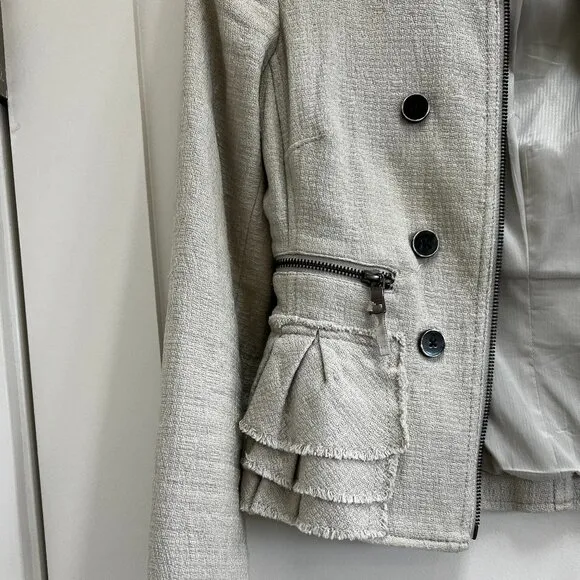 Banana Republic Cropped Tweed Jacket Size P2 Color: Stone