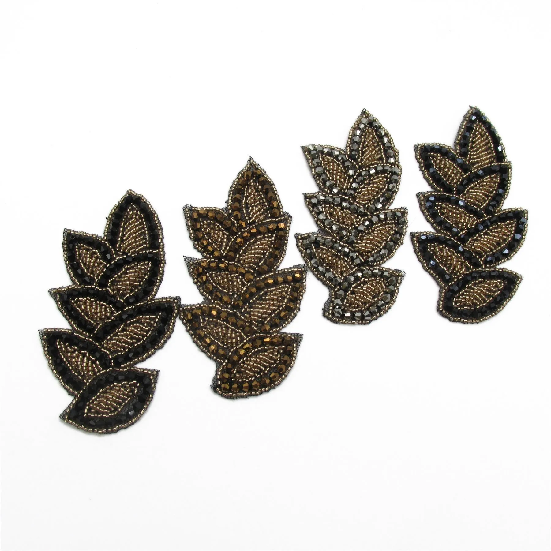 Beaded Leaf Shaped Motif 12cm 9939