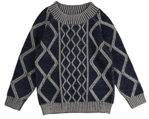Belati Diamond Textured Knit Top in Navy