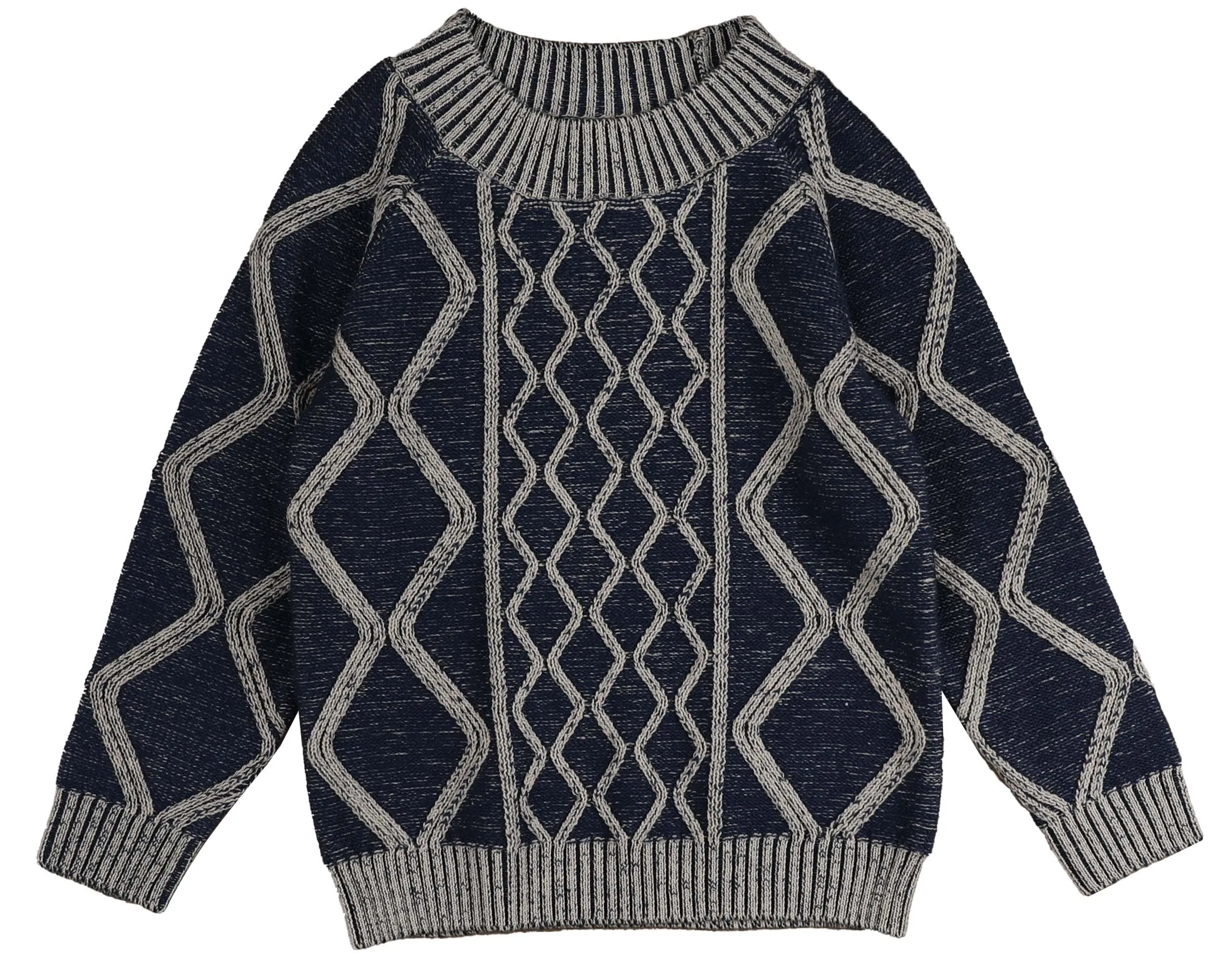 Belati Diamond Textured Knit Top in Navy