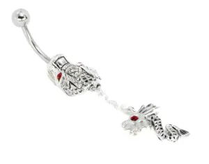 Belly Button Ring Navel 14g 3/8 Dragon Head Dangle