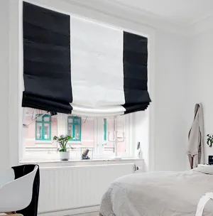 Black & White 2 Color Combo Linen Relaxed Roman Shade/CL1010
