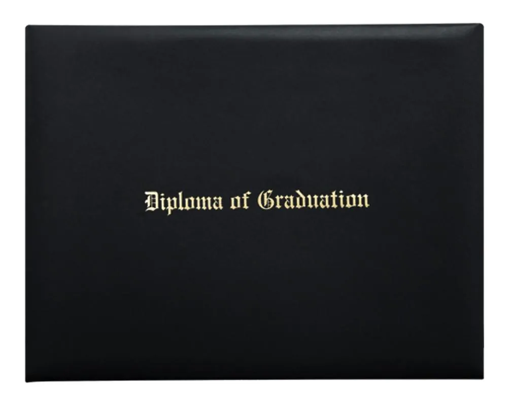 Black Imprinted Graduation Diploma Cover - College & High School Diploma Covers