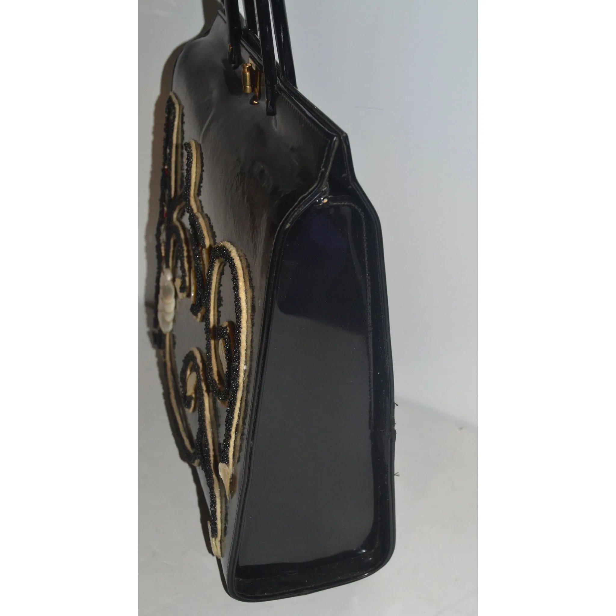 Black Patent Embellished Purse By Jolles Original