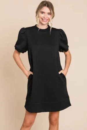 Black Textured Dress with Pockets / Stuffology Boutique