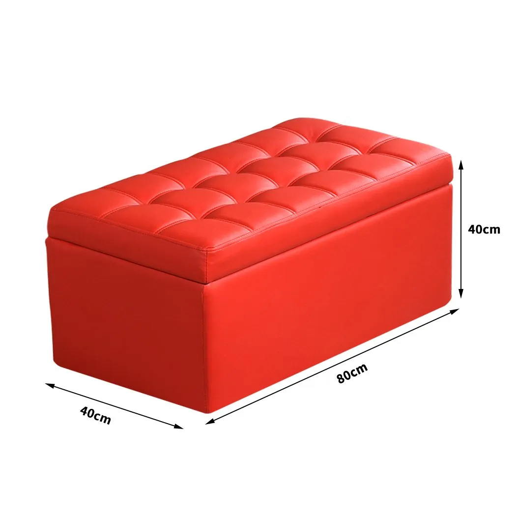 Blanket Box Storage Ottoman PU Leather Fabric Chest Toy Clothes Foot Stool Bed