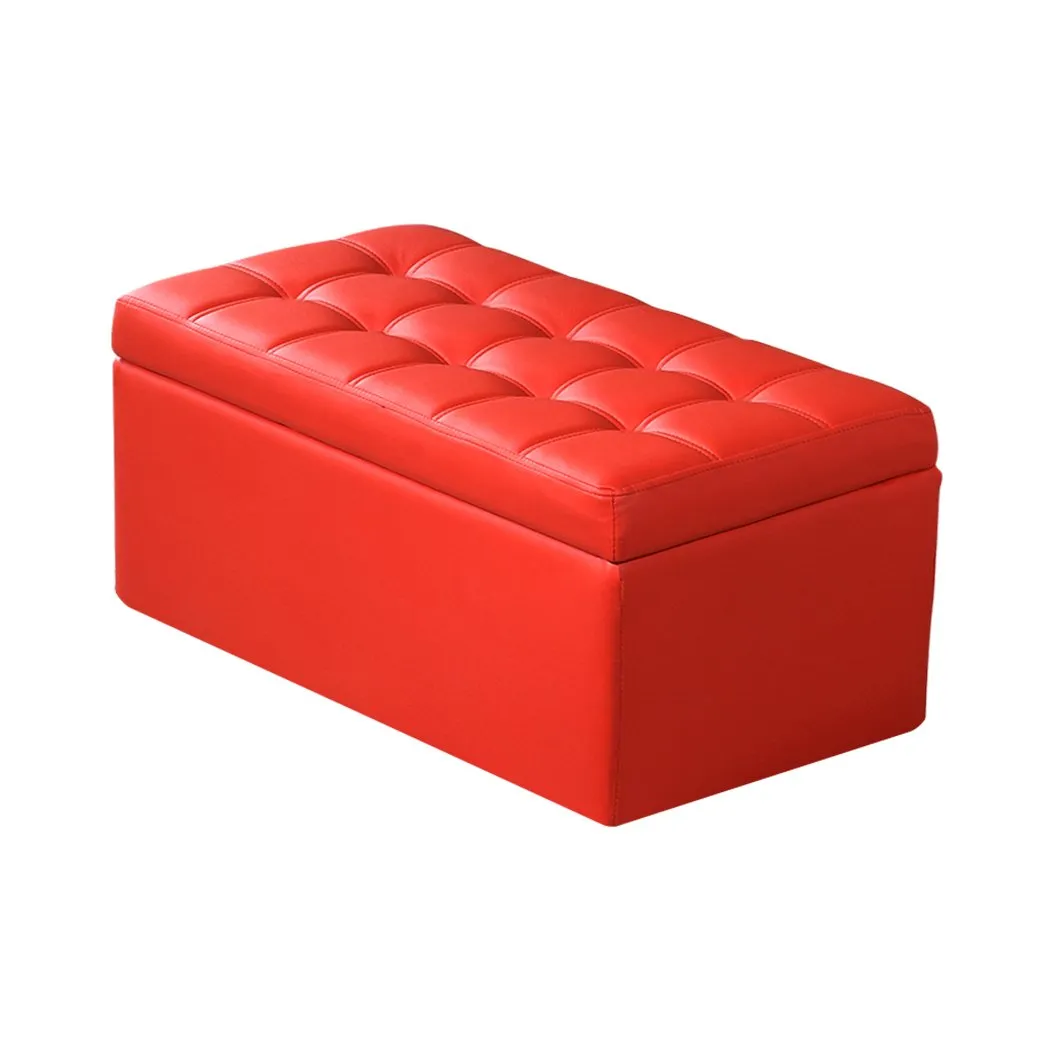 Blanket Box Storage Ottoman PU Leather Fabric Chest Toy Clothes Foot Stool Bed
