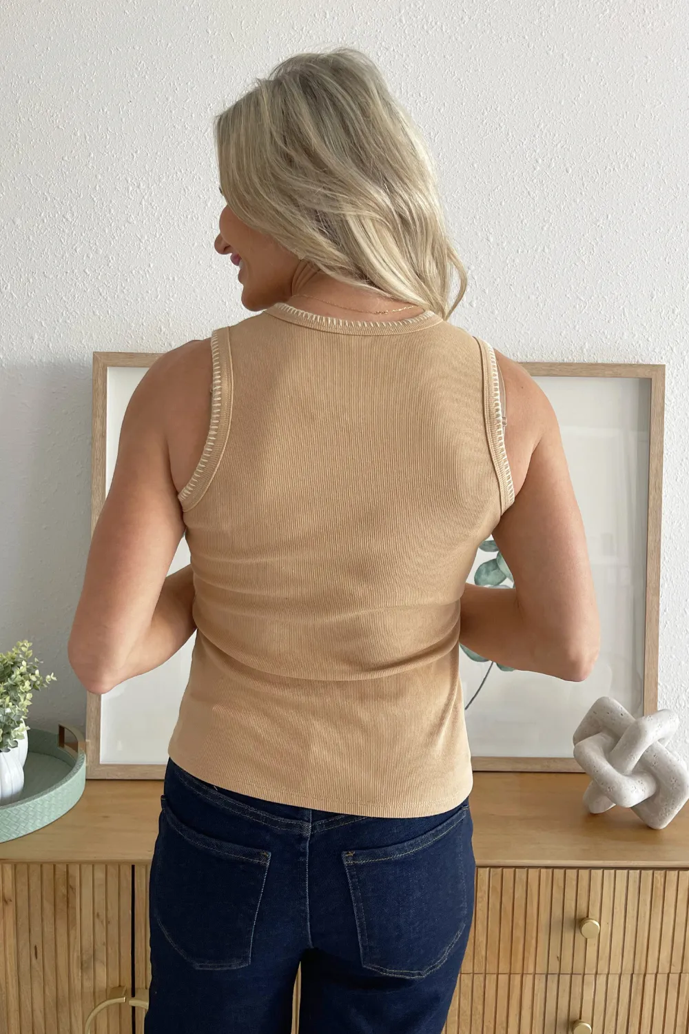 Blanket Stitched Cotton Tank