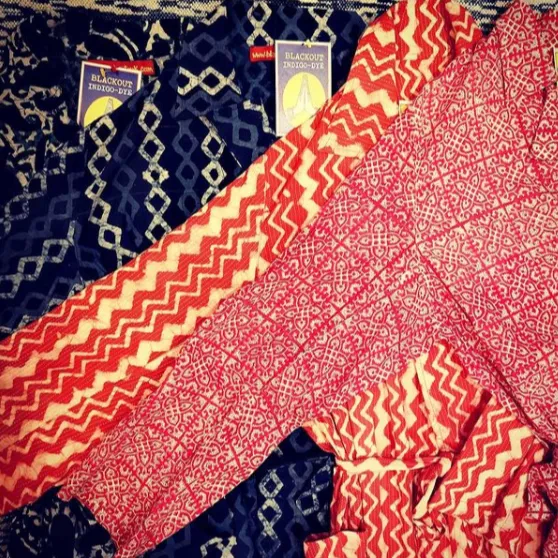 Block printed cotton dressing gown *SALE PRICE