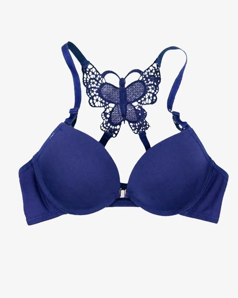Blue Bribal Seamless Front Open Push Up Butterfly Bra - 2018 Collection