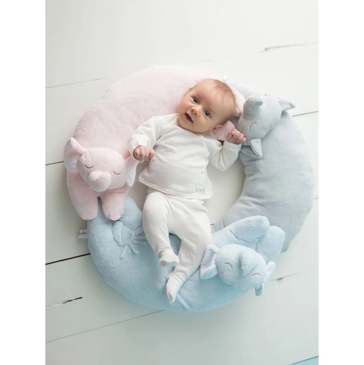 Blue Elephant Curved Pillow