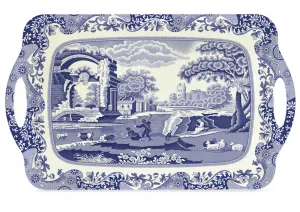 Blue Italian Melamine Handled Tray Large