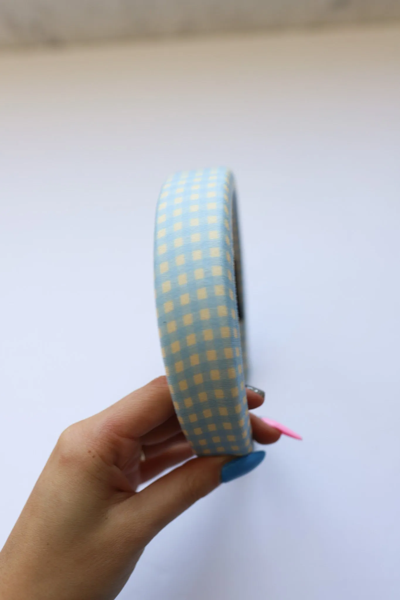 BLUE PLAID PADDED HEADBAND