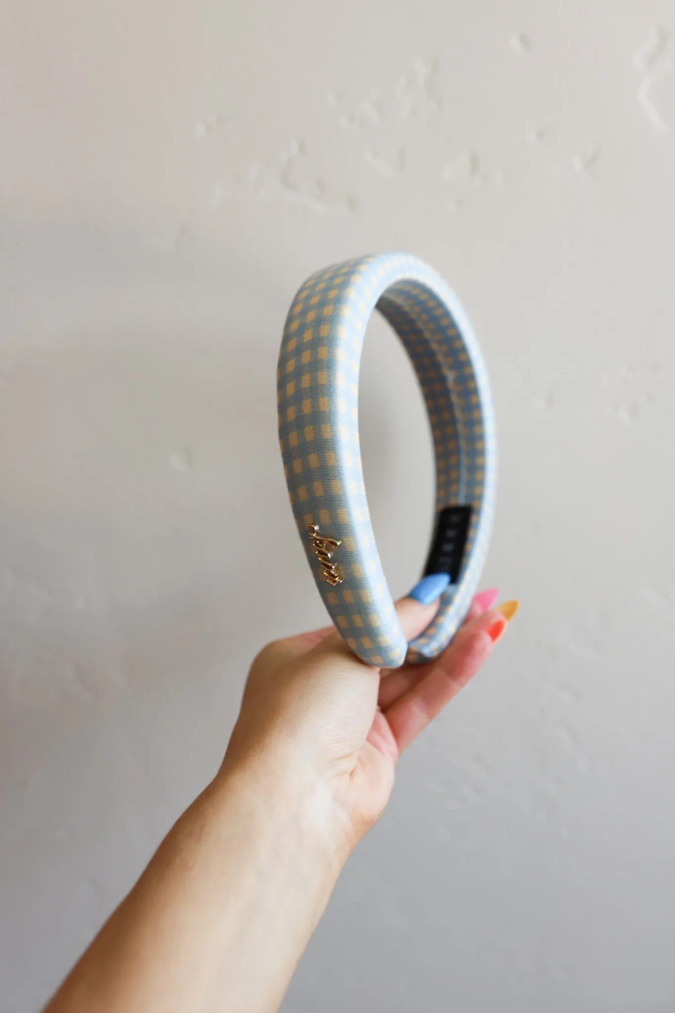 BLUE PLAID PADDED HEADBAND