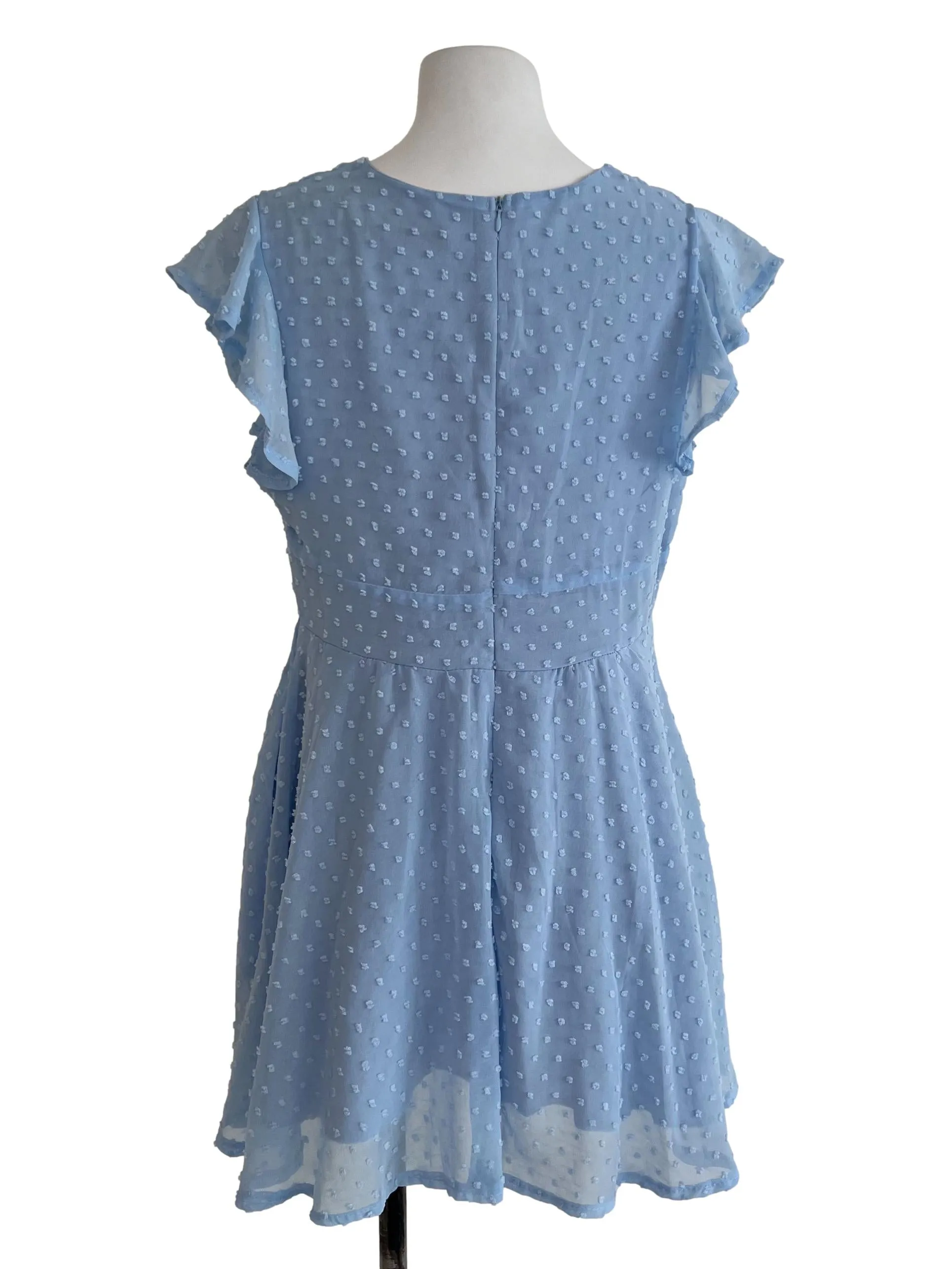 Blue Textured Blouson Dress