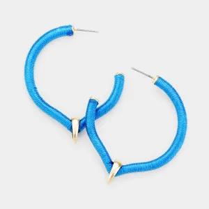 Blue Threaded Coiled Fun Fashion Earrings | Headshot Earrings | 444176