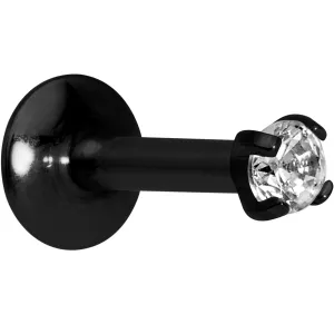 Body Candy Black Titanium IP Steel Clear 2mm Accent Internally Threaded Labret Monroe 16 Gauge 1/4