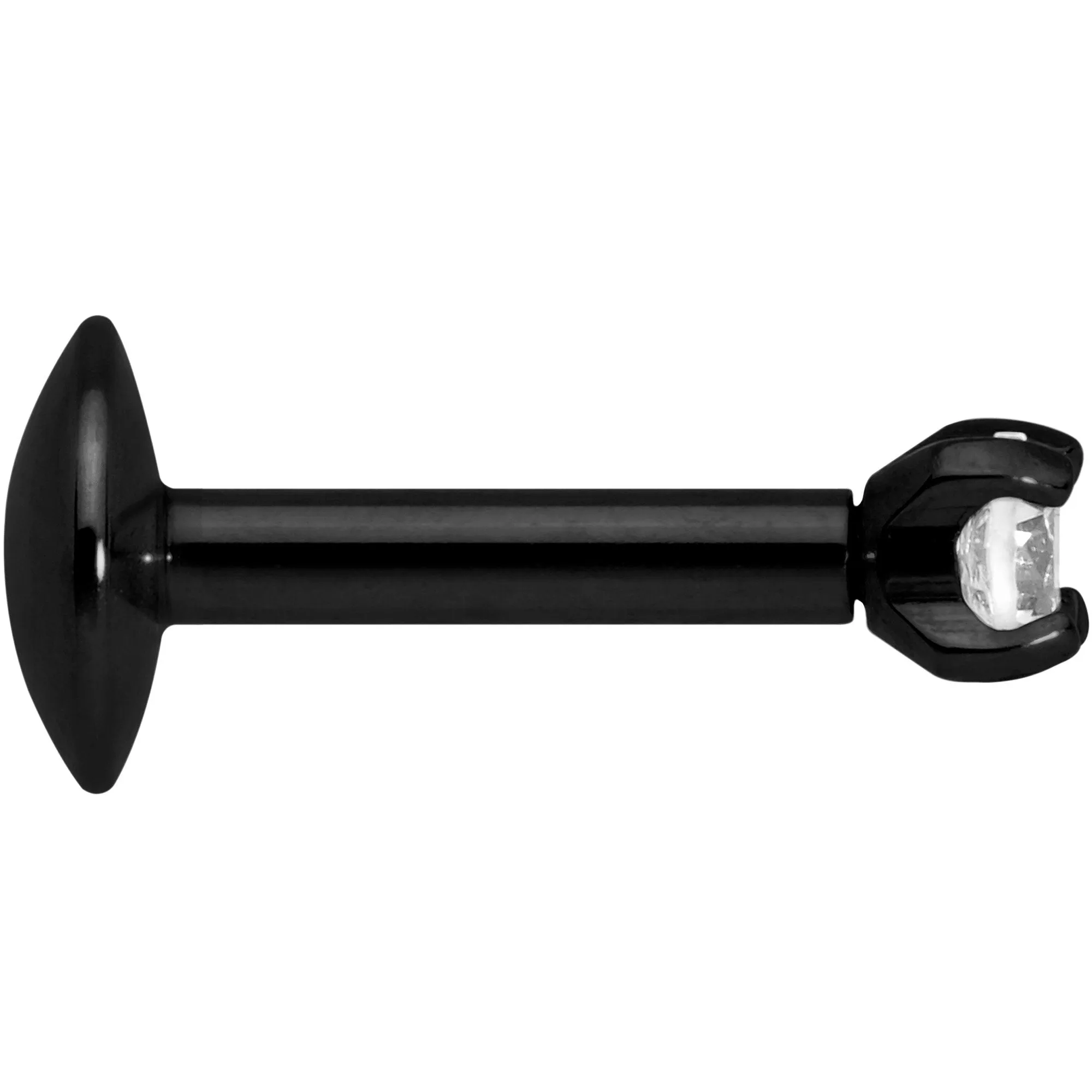 Body Candy Black Titanium IP Steel Clear 2mm Accent Internally Threaded Labret Monroe 16 Gauge 1/4