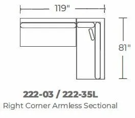 Bonnell 119" Right Corner Armless Sectional
