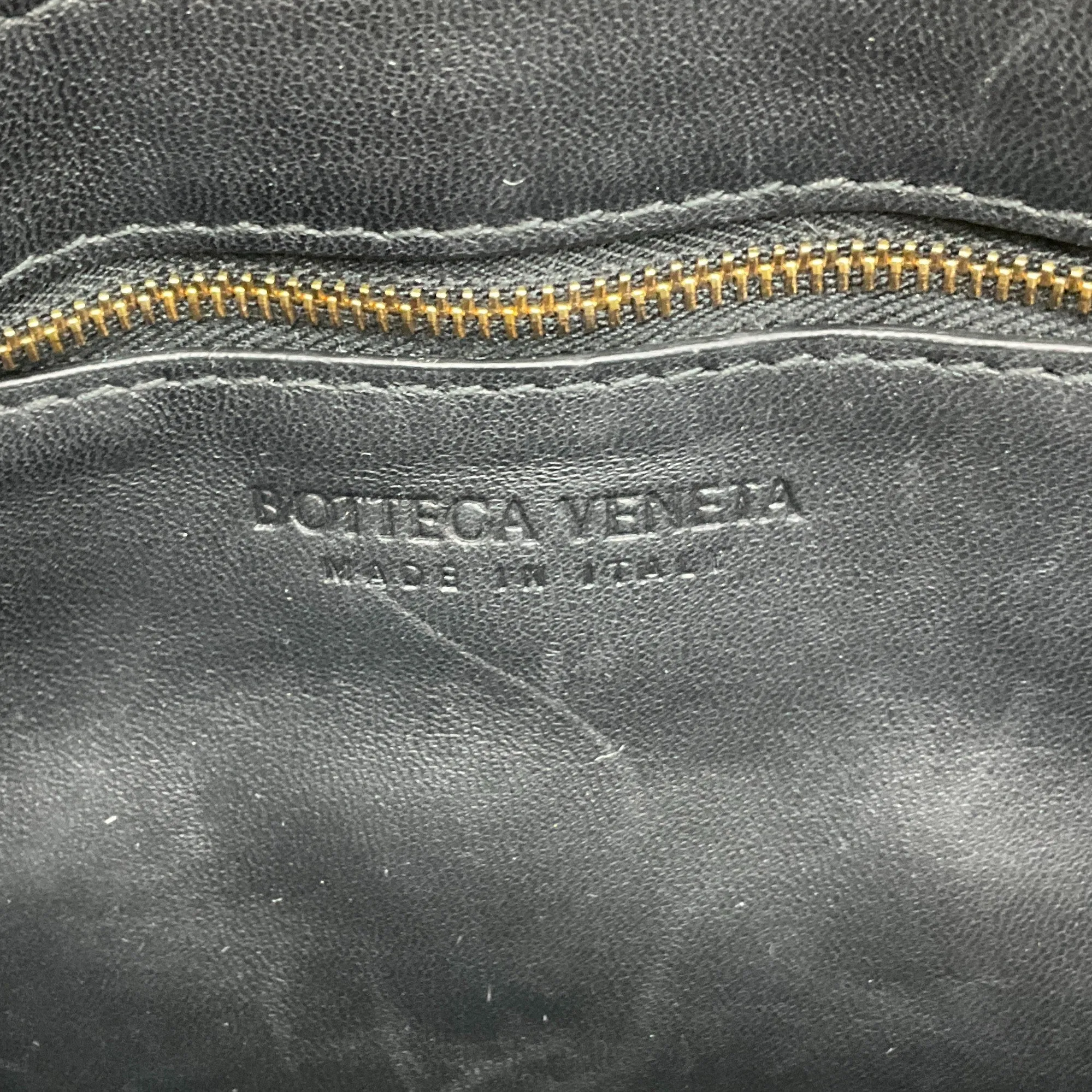 Bottega Veneta Black Leather Medium Padded Cassette Intrecciato Shoulder Bag