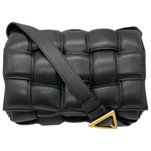 Bottega Veneta Black Leather Medium Padded Cassette Intrecciato Shoulder Bag