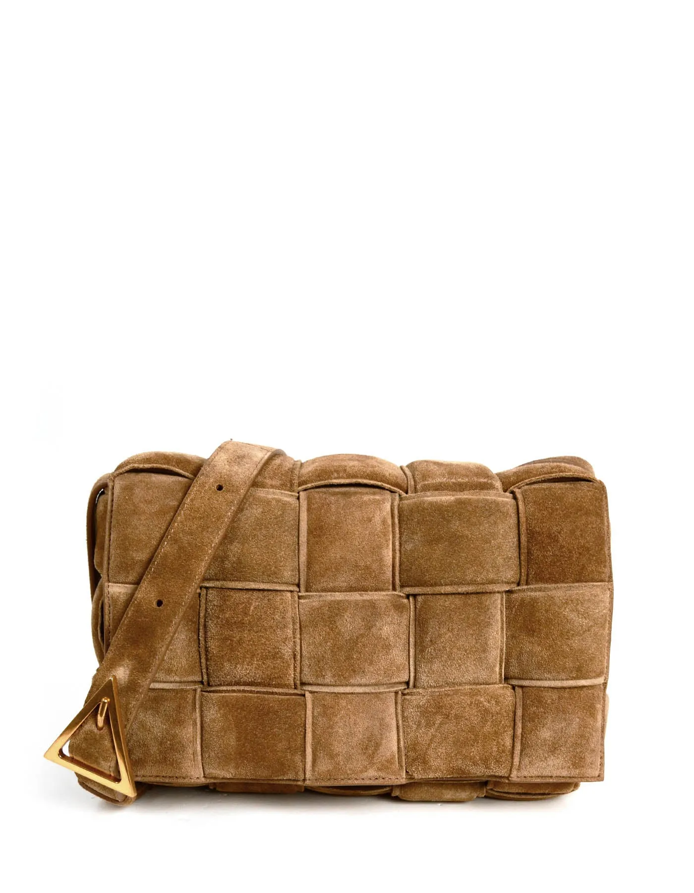 Bottega Veneta Caramel Tan Maxi Intrecciato Suede Padded Cassette Bag
