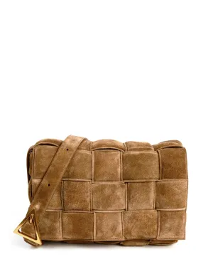 Bottega Veneta Caramel Tan Maxi Intrecciato Suede Padded Cassette Bag